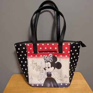 Disney Parks Minnie Mouse Polka Dot Tote Bag Paris Inspired - Black and Red